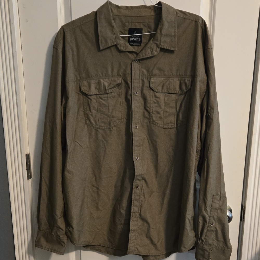 Prana Men's Casual Button Down Shirt - Olive